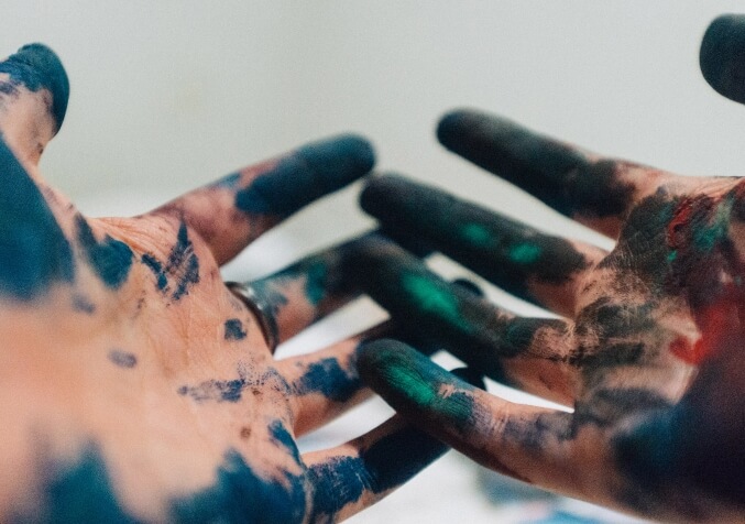 Hands with Paint Stains