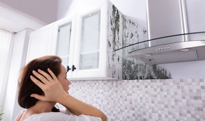 Woman in Mouldy Kitchen