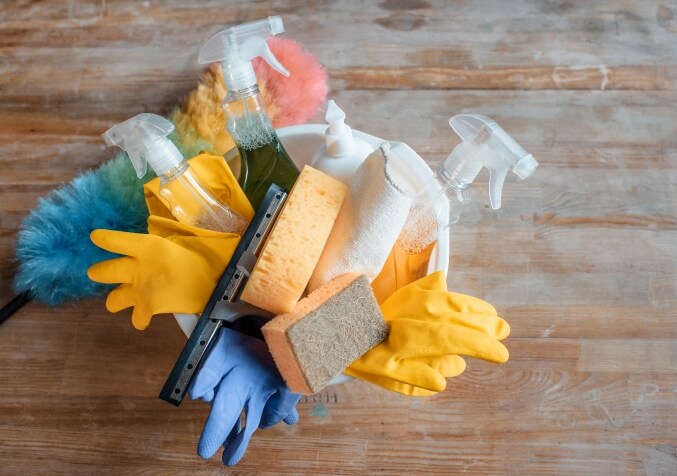 Bucket of Cleaning Supplies