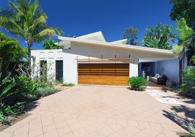 View of a Closed Garage of a Modern Home