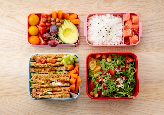 4 Different Types of Opened packed lunch