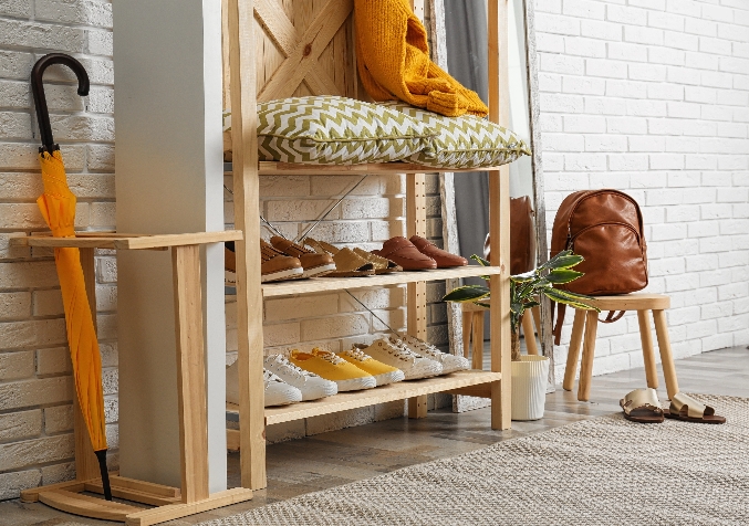 Shoe Rack with other items beside it